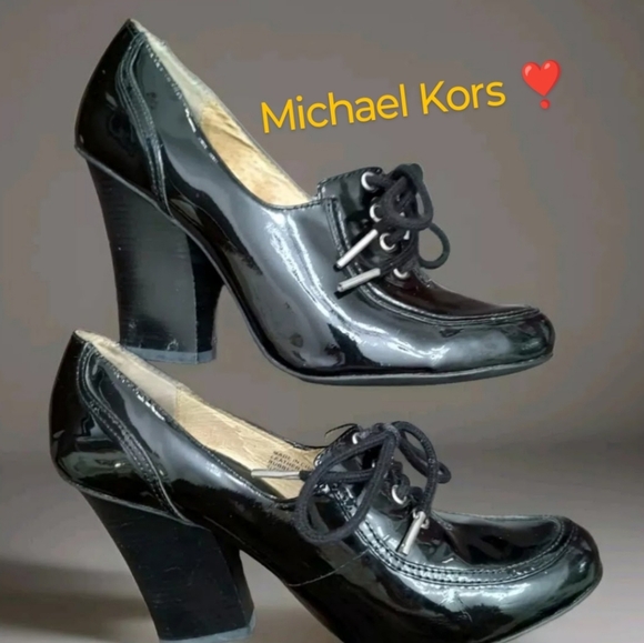 Michael Kors Shoes - Womens Michael Kors Dressy Black Patent Leather Lace Up Oxford Pumps W/4" Heels